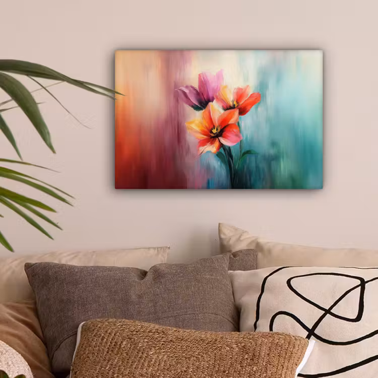 Tulpen - Lichtreflecties - Kleurverloop canvas 2cm klein -sfeer1