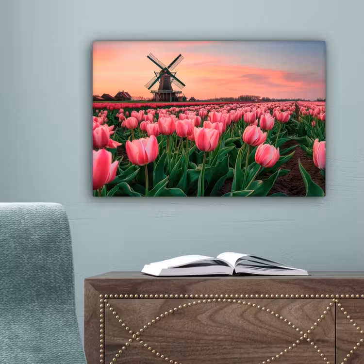 Tulpen - Molen - Nederland canvas 2cm klein -sfeer4