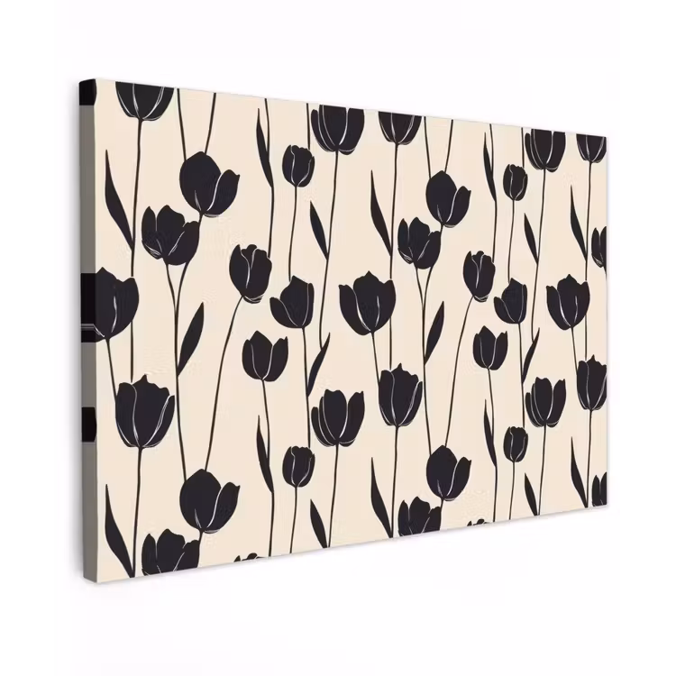 Tulpen - Patroon - Zwart canvas 2cm klein 34 -z3d