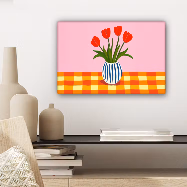 Tulpen - Roze - Vaas canvas 2cm klein -sfeer6