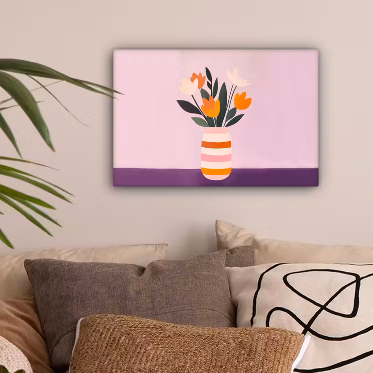 Tulpen - Vaas - Strepen - Paars canvas 2cm klein -sfeer1