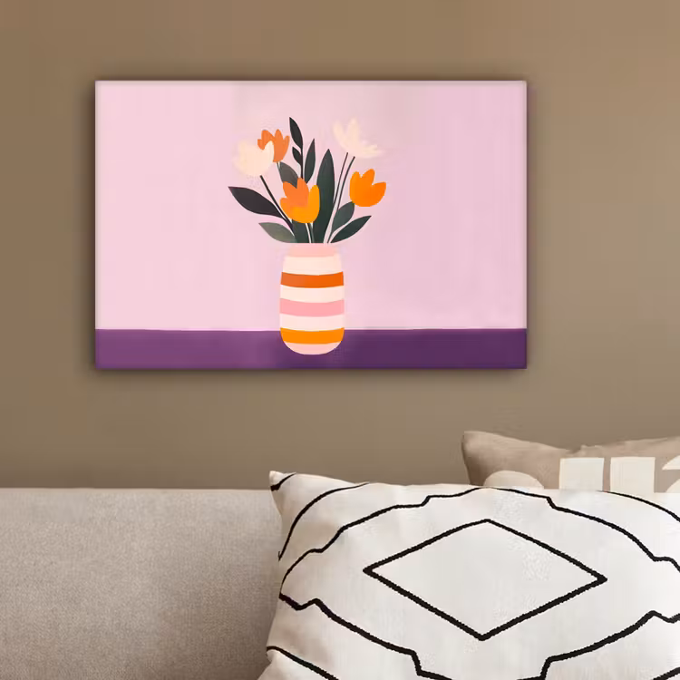 Tulpen - Vaas - Strepen - Paars canvas 2cm klein -sfeer3