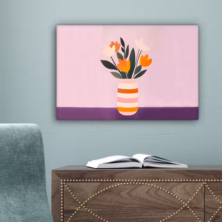 Tulpen - Vaas - Strepen - Paars canvas 2cm klein -sfeer4