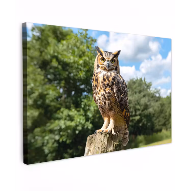 Uil - Boomstronk - Bos - Lucht canvas 2cm klein -z3d