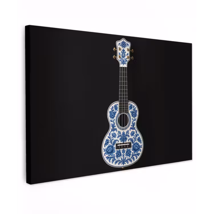 Ukelele - Delfts - Blauw - Muziek canvas 2cm klein -z3d