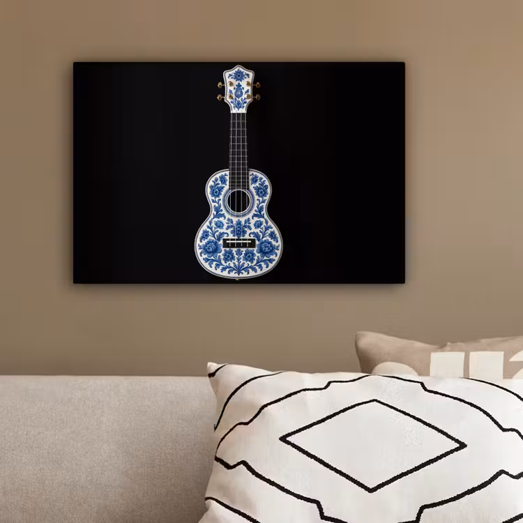 Ukelele - Delfts - Blauw - Muziek canvas 2cm klein -sfeer3
