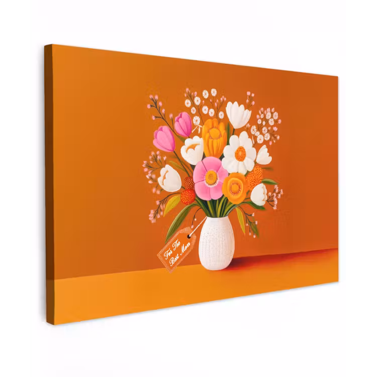 Vaas - Bloemen - Oranje canvas 2cm klein -z3d