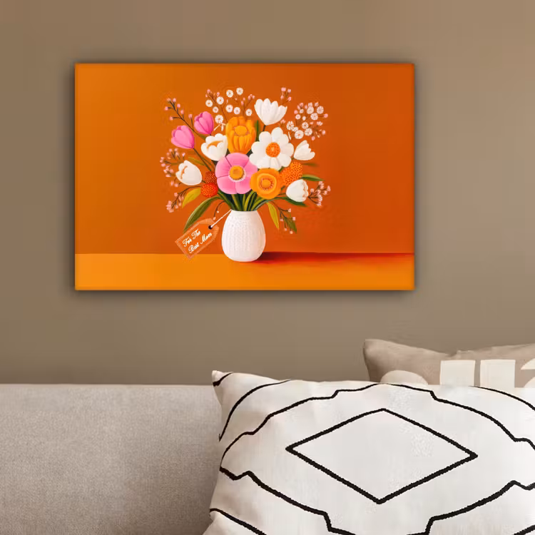 Vaas - Bloemen - Oranje canvas 2cm klein -sfeer3