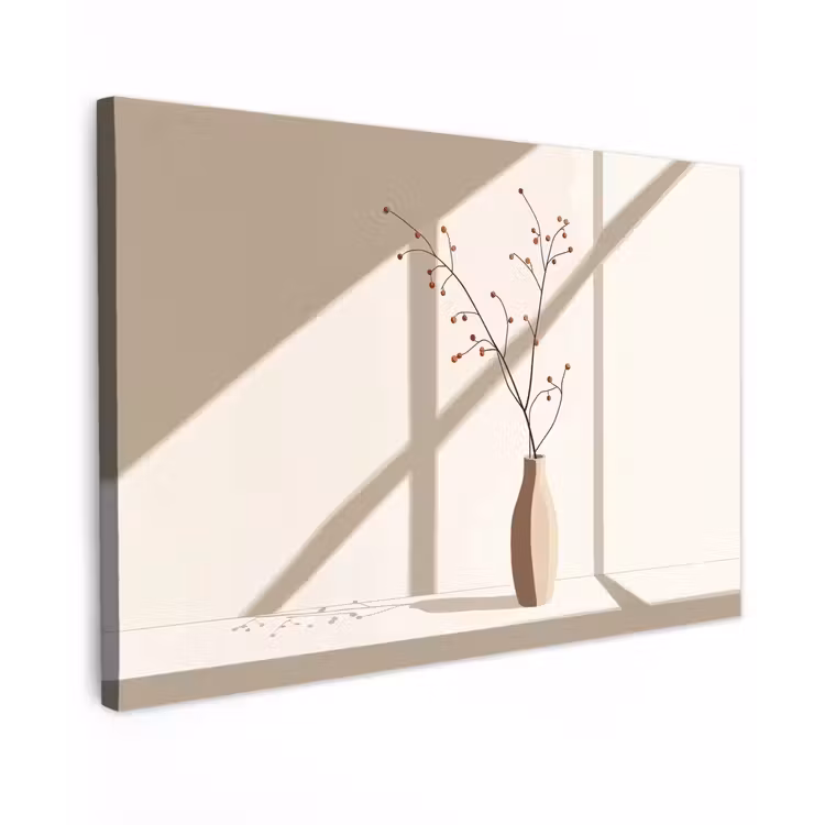 Vaas - Takken - Bessen - Minimalistisch canvas 2cm klein -z3d