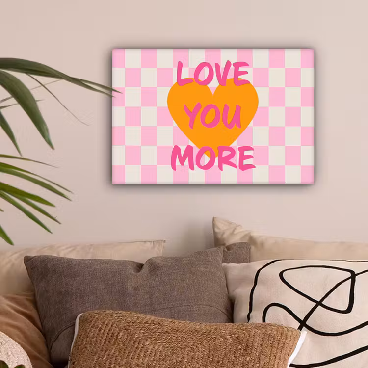 Valentijn - Love - Roze - Oranje canvas 2cm klein -sfeer1
