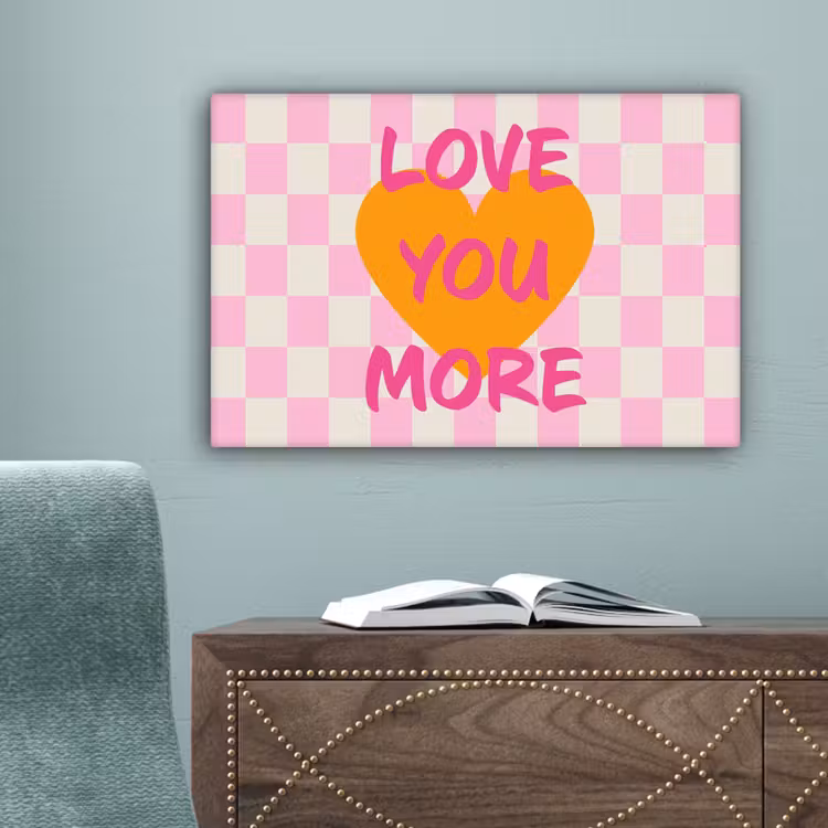 Valentijn - Love - Roze - Oranje canvas 2cm klein -sfeer4