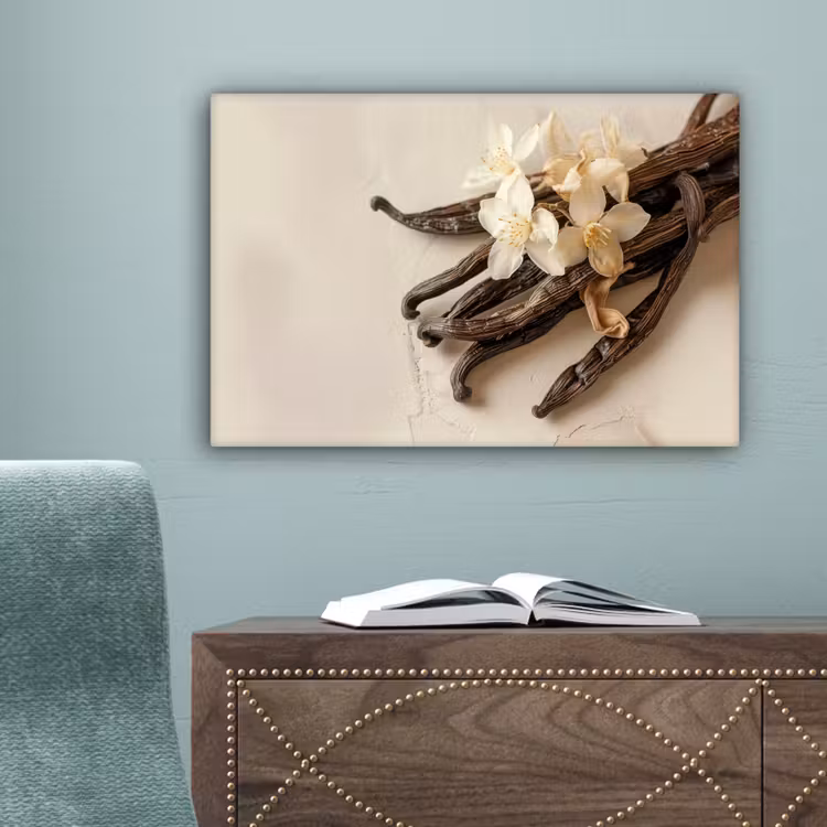 Vanille - Bloemen - Beige canvas 2cm klein -sfeer4