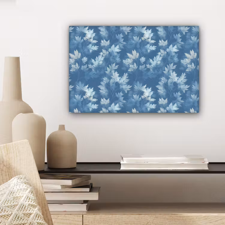 Varen - Botanisch - Patroon - Grijsblauw canvas 2cm klein 34 -sfeer6
