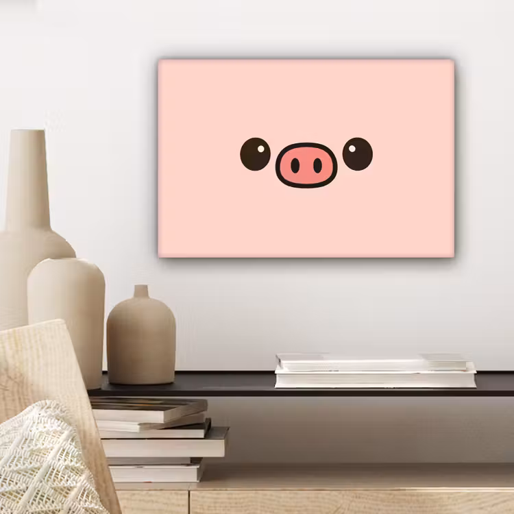 Varken - Roze - Minimalistisch canvas 2cm klein -sfeer6