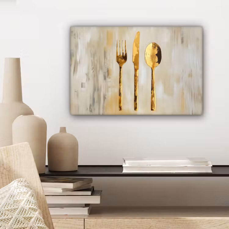Verf - Goud - Bestek canvas 2cm klein -sfeer6