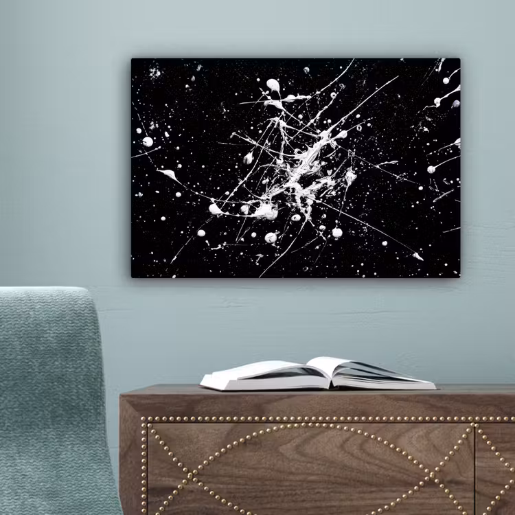 Verfspatten - Wit - Abstract - Explosie canvas 2cm klein -sfeer4