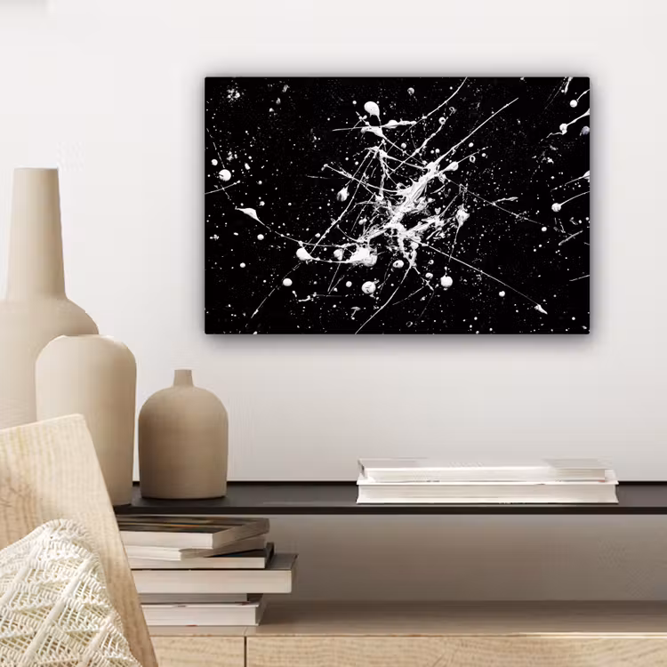 Verfspatten - Wit - Abstract - Explosie canvas 2cm klein -sfeer6