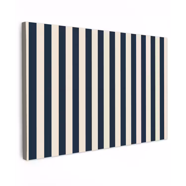 Verticale strepen - Blauw - Crème canvas 2cm klein 34 -z3d