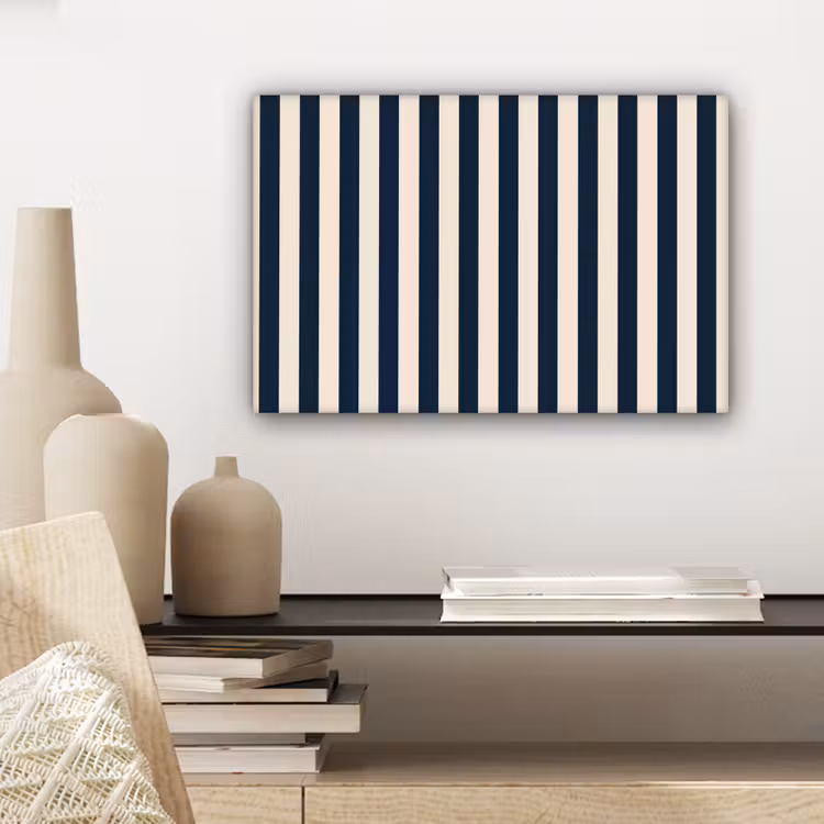 Verticale strepen - Blauw - Crème canvas 2cm klein 34 -sfeer6