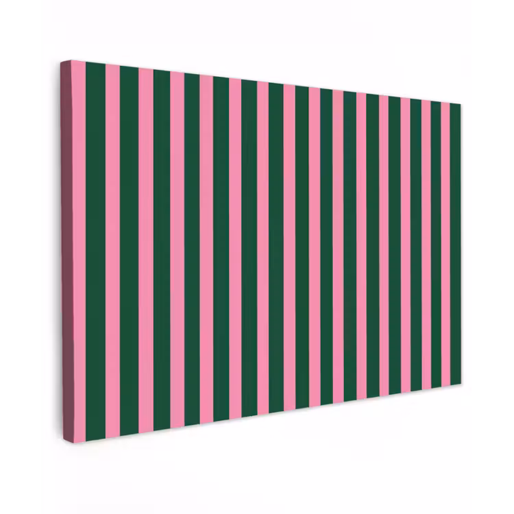 Verticale strepen - Groen - Roze canvas 2cm klein 34 -z3d