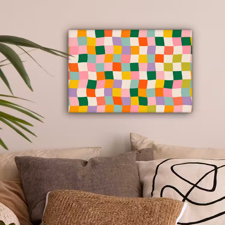 Vierkanten - Kleurrijk - Golvend canvas 2cm klein -sfeer1