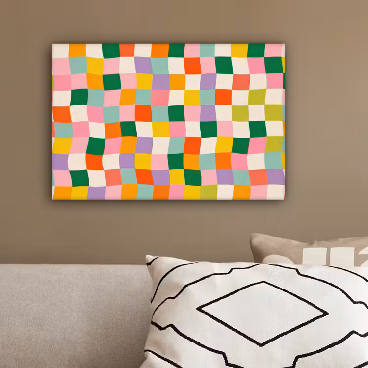 Vierkanten - Kleurrijk - Golvend canvas 2cm klein -sfeer3