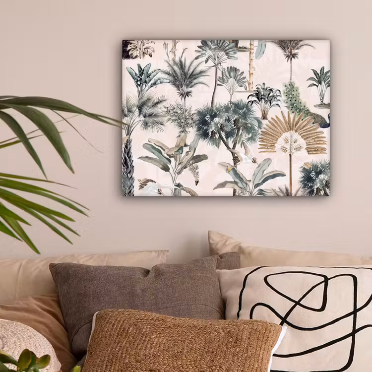 Inductie afdekplaat - Vintage - Jungle - Dieren - Natuur - Inductie beschermer canvas 2cm klein -sfeer1