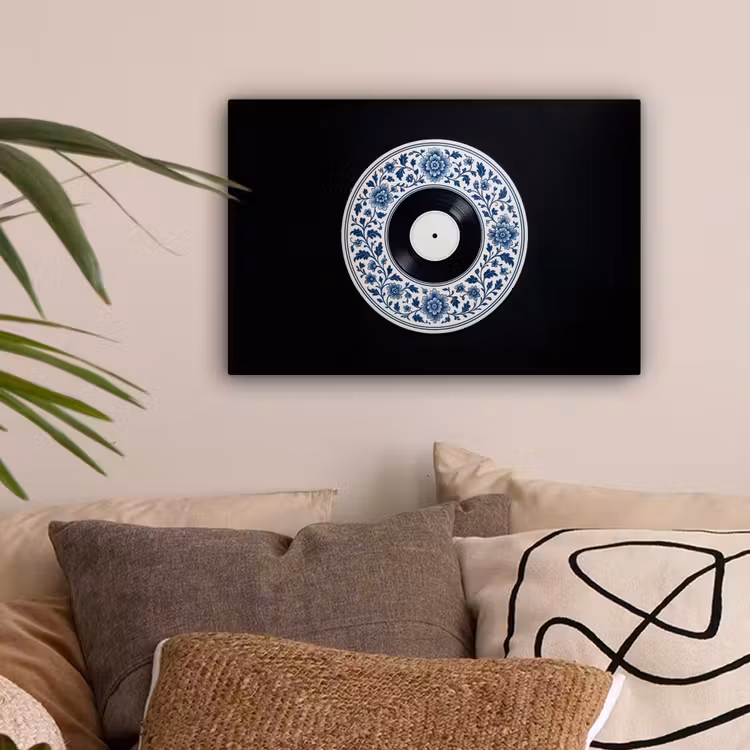 Vinyl - LP - Delfts Blauw - Muziek canvas 2cm klein -sfeer1