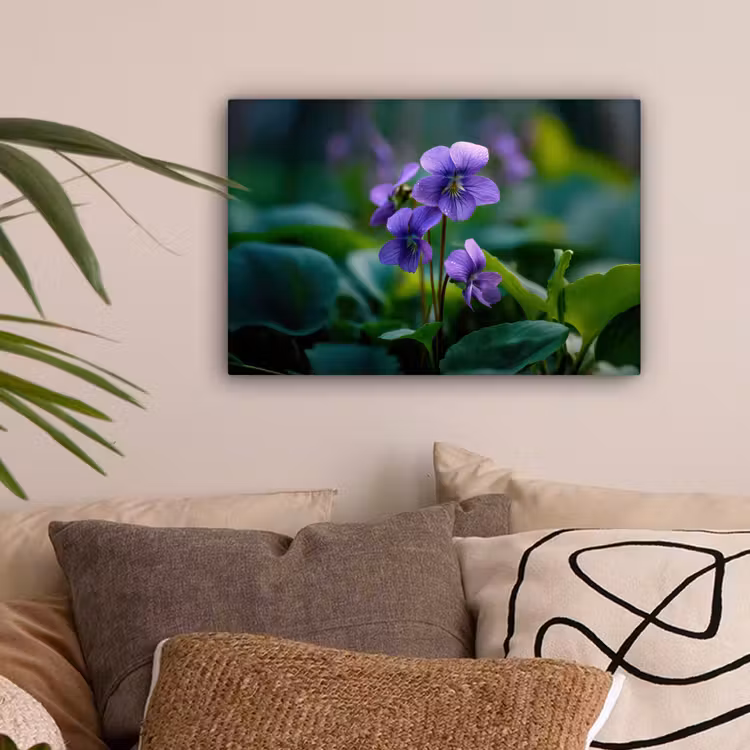 Viooltjes - Paars - Bloem - Bladeren canvas 2cm klein -sfeer1