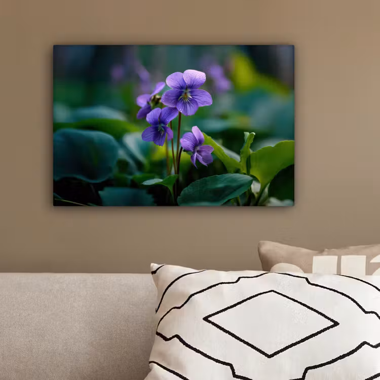 Viooltjes - Paars - Bloem - Bladeren canvas 2cm klein -sfeer3