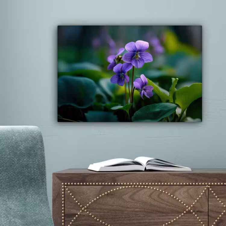 Viooltjes - Paars - Bloem - Bladeren canvas 2cm klein -sfeer4