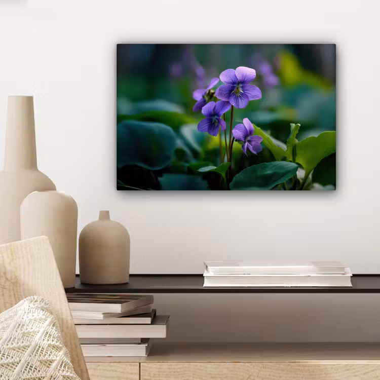 Viooltjes - Paars - Bloem - Bladeren canvas 2cm klein -sfeer6
