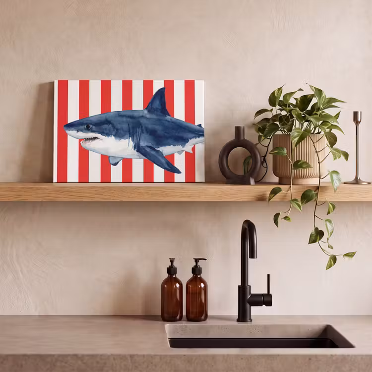 Vis - Haai - Zee - Illustratie - Blauw canvas 2cm klein -sfeer3