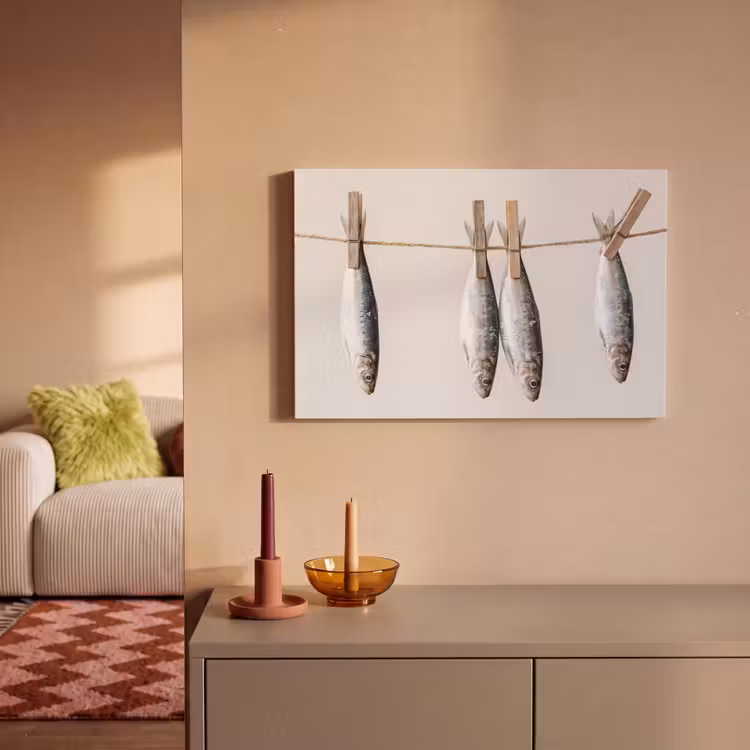 Canvas schilderij - Vis - Hangend - Eten - Vis - Hangend - Eten canvas 2cm klein