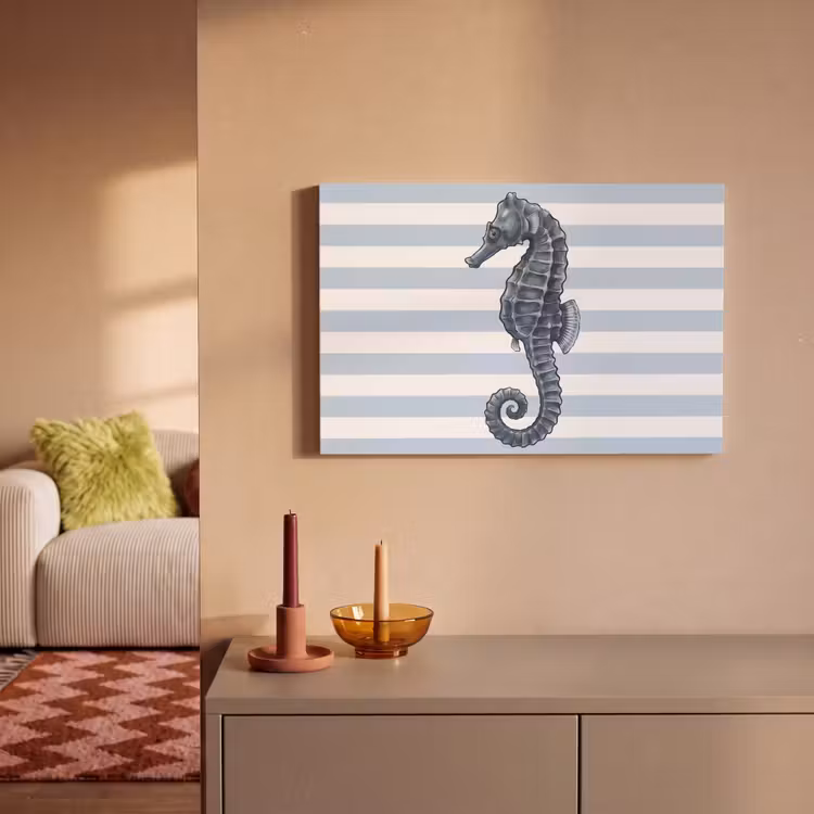 Vis - Oceaan - Illustratie - Blauw - Strepen canvas 2cm klein -sfeer1