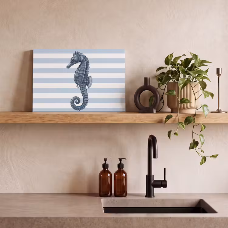 Vis - Oceaan - Illustratie - Blauw - Strepen canvas 2cm klein -sfeer3