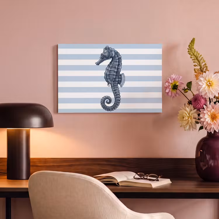 Vis - Oceaan - Illustratie - Blauw - Strepen canvas 2cm klein -sfeer4