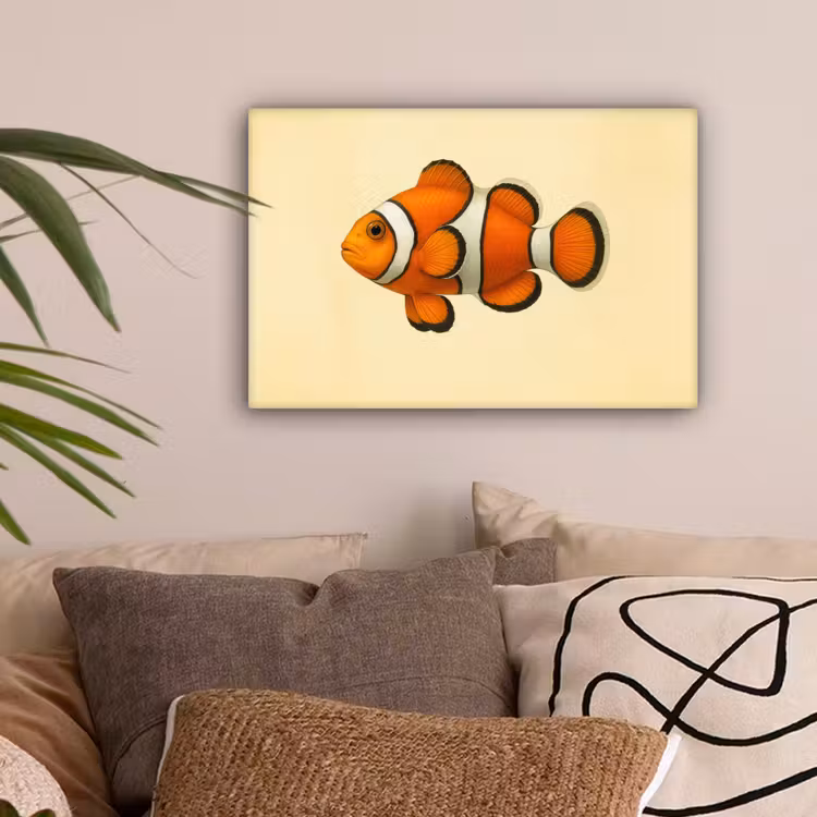 Vis - Oranje - Strepen canvas 2cm klein -sfeer1