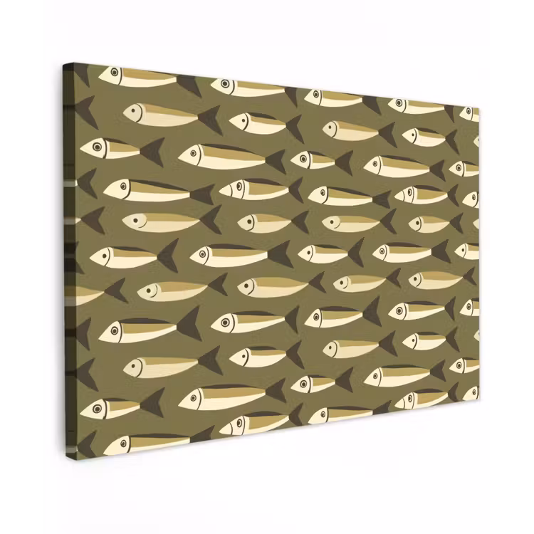 Vis - Patroon - Groen canvas 2cm klein 34 -z3d