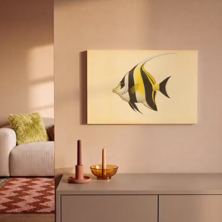 Vis - Sierlijk - Rugvin - Geel canvas 2cm klein -sfeer1