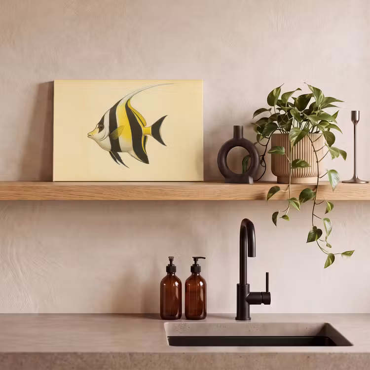Vis - Sierlijk - Rugvin - Geel canvas 2cm klein -sfeer3