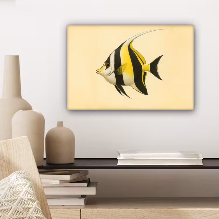 Vis - Sierlijk - Rugvin - Geel canvas 2cm klein -sfeer6