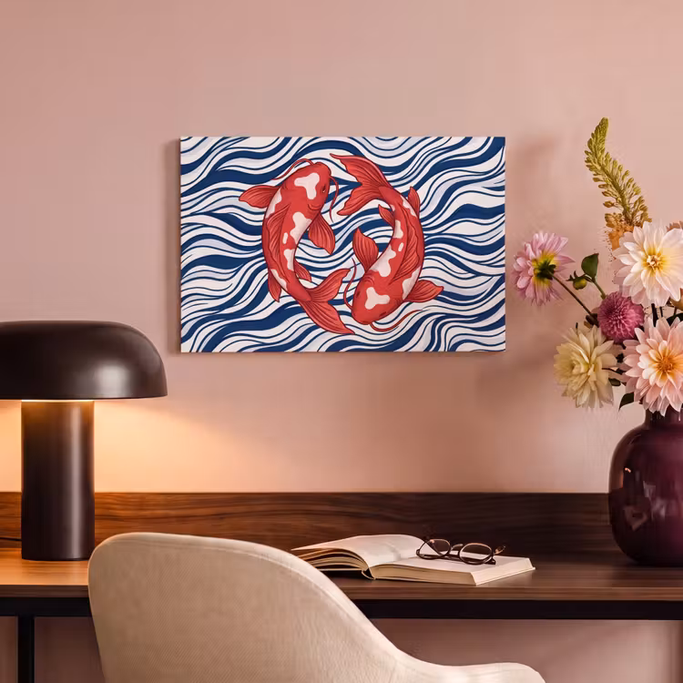 Vis - Water - Natuur - Illustratie - Rood canvas 2cm klein -sfeer4