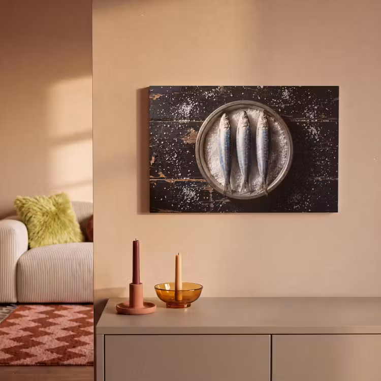 Canvas schilderij - Vis - Zout - Eten - Vis - Zout - Eten canvas 2cm klein