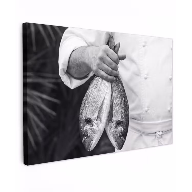 Vissen - Chef - Zwart - Wit canvas 2cm klein -z3d