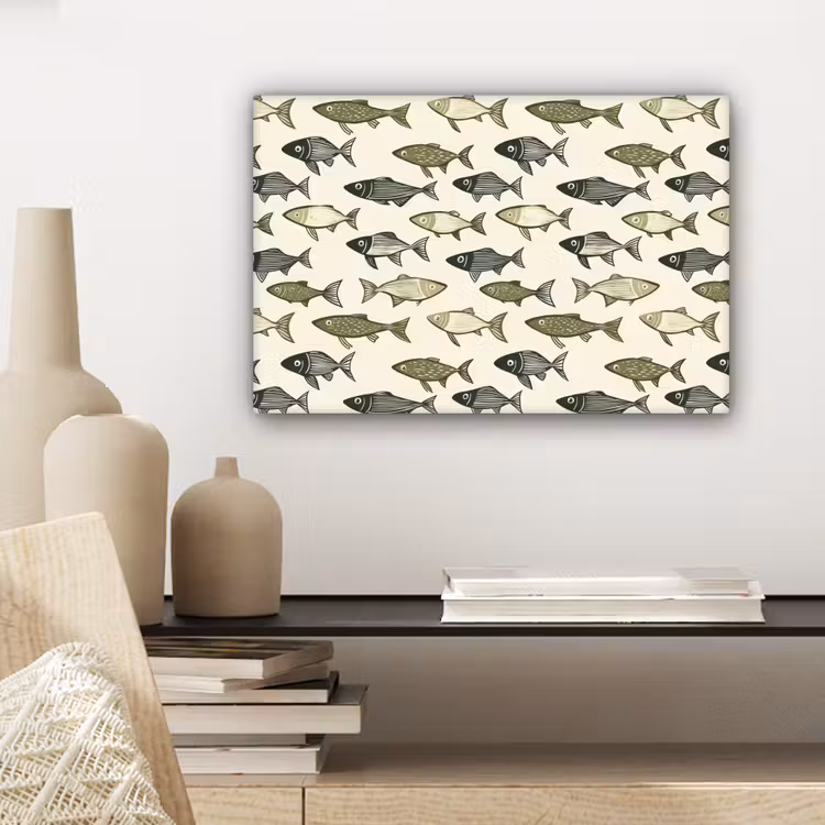 Vissen - Klassiek - Groen canvas 2cm klein 34 -sfeer6