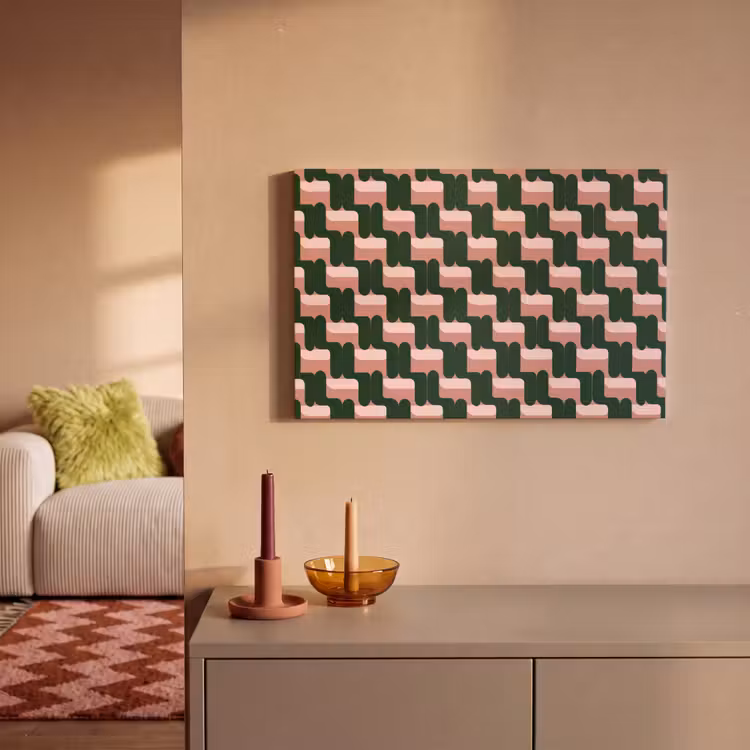Vlechtpatroon - Groen - Roze - Geometrisch canvas 2cm klein 34 -sfeer1