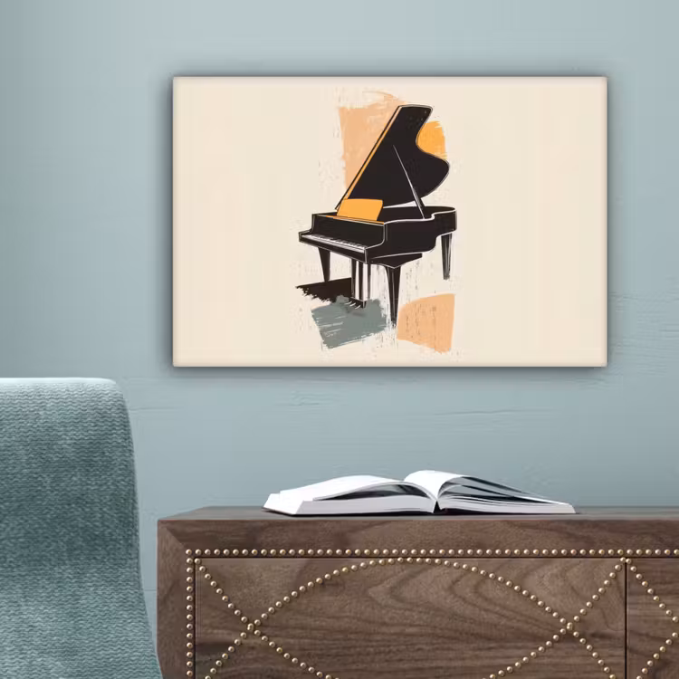 Vleugel - Zwart - Abstract - Illustratie canvas 2cm klein -sfeer4
