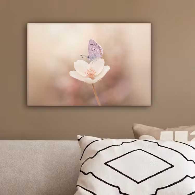 Vlinder - Bloem - Blauw canvas 2cm klein -sfeer3