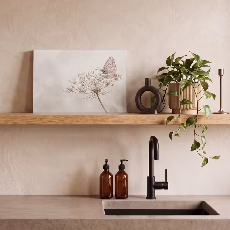 Vlinder - Bloem -Natuur - Beige canvas 2cm klein -sfeer3
